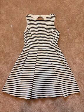 Women’s Navy and Cream Striped Fit-and-Flare Dress